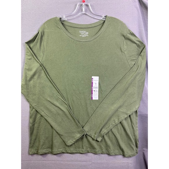 Time and Tru Tops - Time and Tru Womens XXL 20 Sea Turtle Green Long Sleeve Relaxed Fit Core Tee NEW